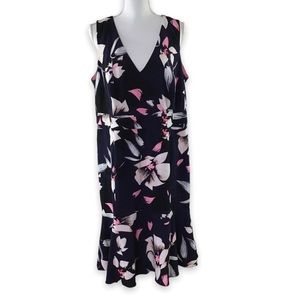 VINCE CAMUTO | Floral Fit And Flare Scuba Sleeveless Dress